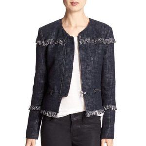 Banana Republic Factory Navy Fringe Boucle Jacket